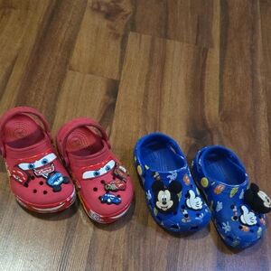 Crocs Bundle Disney Kids Slip On  - Red and Blue Size 7 Great Condition